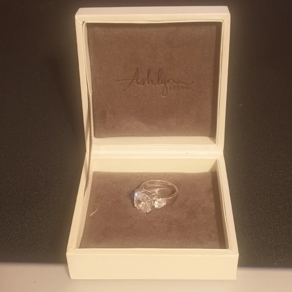 Ashlynn Avenue Elegant Silver Ring with Cushion Cut Stone in Original Box